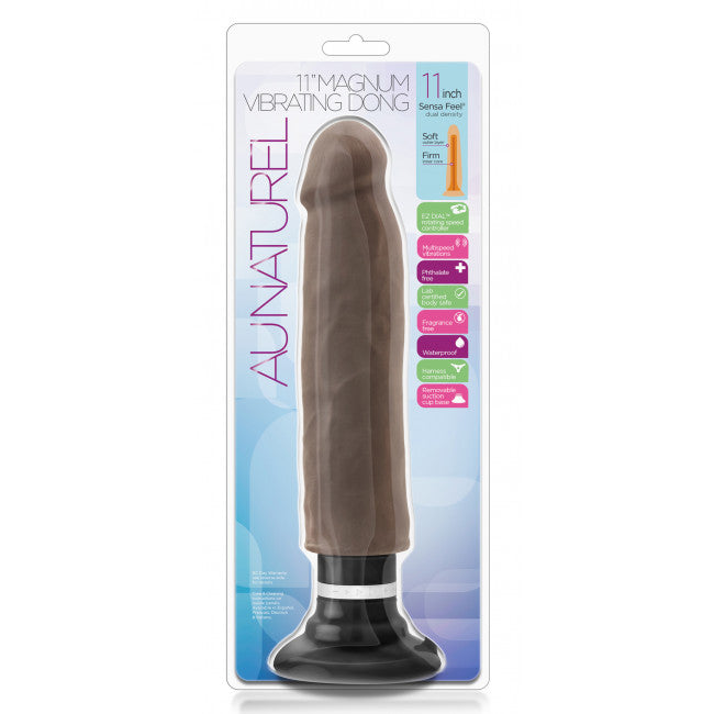 Blush Au Naturel Magnum Vibrating Dong Sensa Feel 11 Inch Chocolate