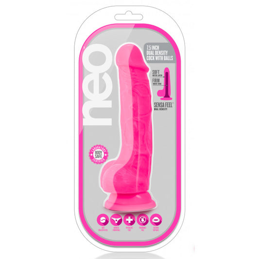 Blush Neo 7.5 Inch Dual Density Cock with Balls Pink