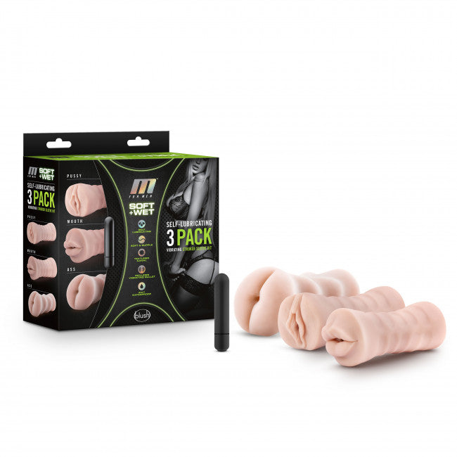 Blush M For Men 3-pack Vibrating Stroker Kit