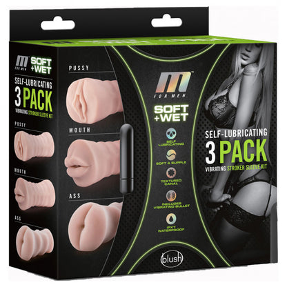 Blush M For Men 3-pack Vibrating Stroker Kit