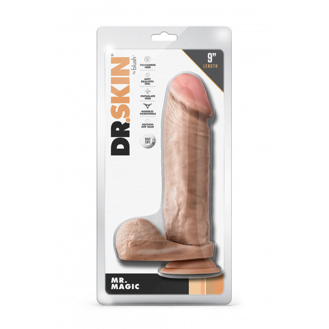 Blush Dr. Skin Mr. Magic 9 Inch Dildo with Balls Beige