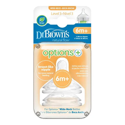 Dr.Browns wide silicone nipple 6m+; No. 3 - 2 pcs