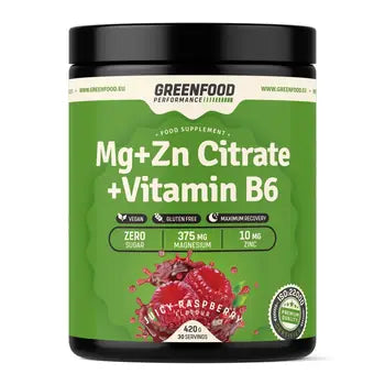GreenFood Performance Mg + Zn Citrate + Vitamin B6 Juicy Raspberry 420 g