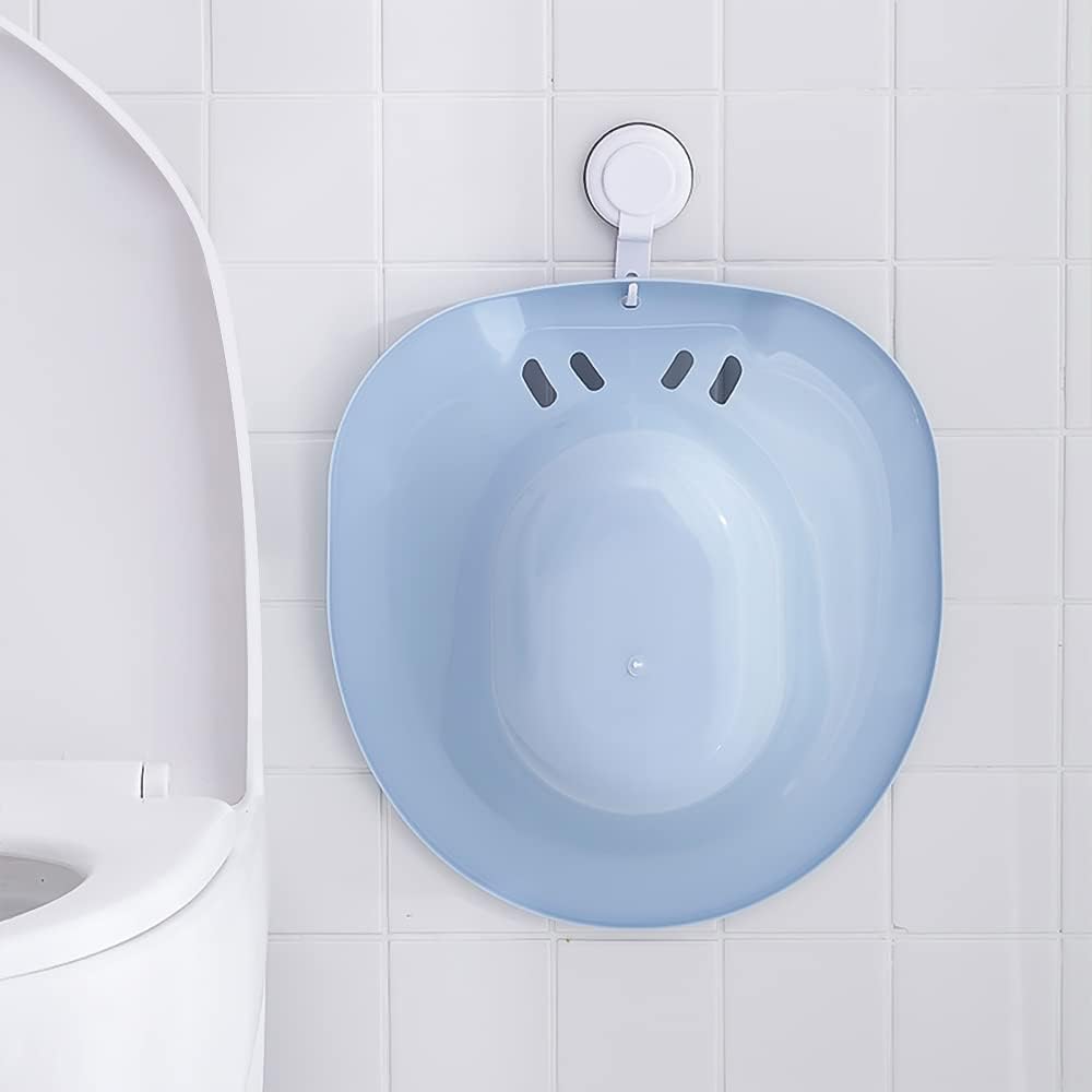 Toilet Sitz Bath Kit Blue Portable Bidet Insert for Hemorrhoid Treatment, Pregnant Women and Elderly People