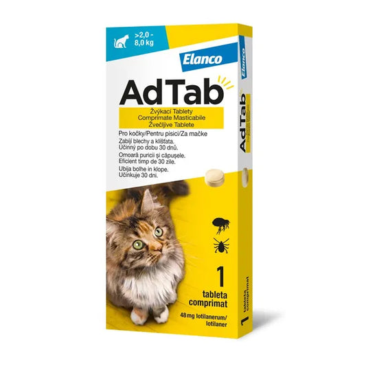 AdTab Chewable tablets against fleas and ticks for cats 2-8 kg 48 mg - 1 tablet