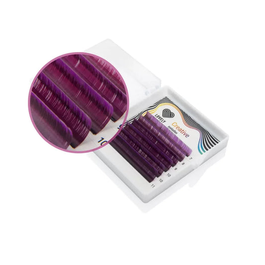 LOVELY artificial eyelashes Ombre violet mini C 0.10 mix 10-14 mm (6 lines)