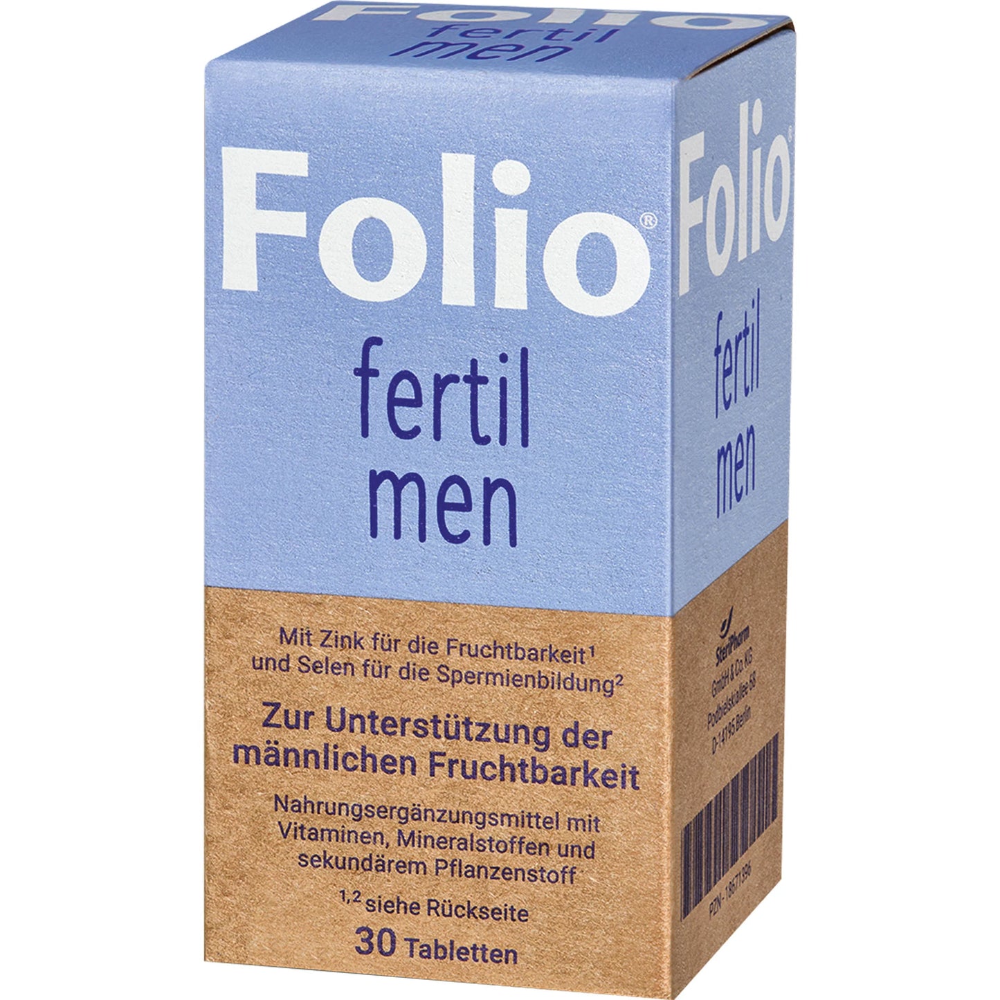 Folio fertil men tablets to support male fertility, 30 tablets