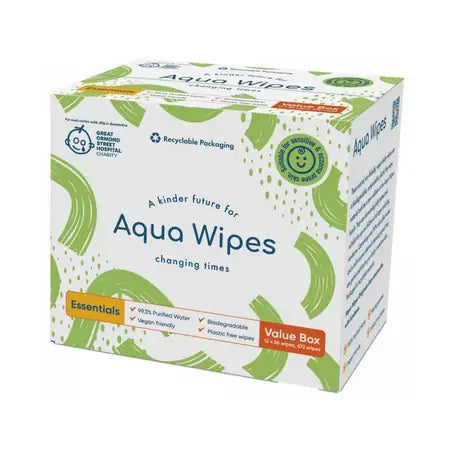 Aqua Wipes 100% biodegradable wipes 99% water 672 pcs