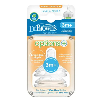 Dr.Browns wide silicone nipple 3m+; No. 2 - 2 pcs