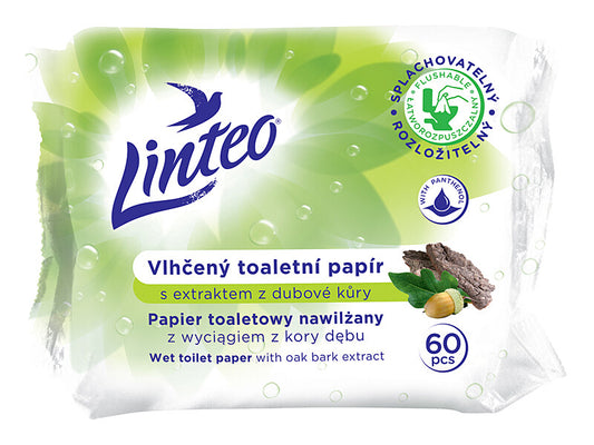 Linteo Wet toilet paper with oak bark 60 pcs