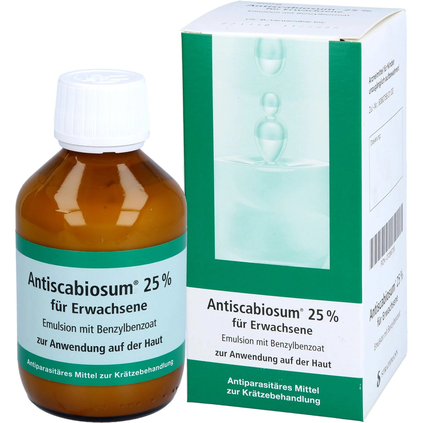 Antiscabiosum 25% for adults, emulsion for scabies treatment, 200 ml solution