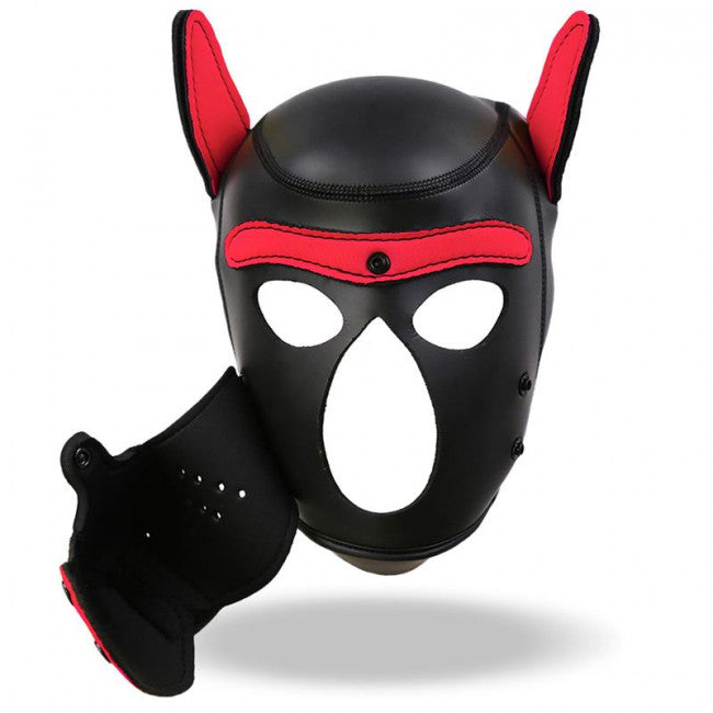 InToYou BDSM Line Hound Dog Hood with Removable Muzzle Red