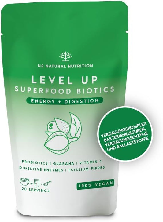 N2 Natural Nutrition Level Up Superfood Energy + Digestion Vegan Powder 140 g