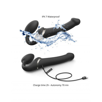 strap-on-me Multi Orgasm Strap-On Vibrator with Licking Stimulator Black L