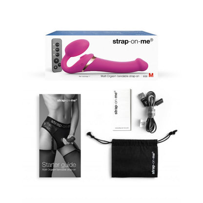 strap-on-me Multi Orgasm Strap-On Vibrator with Licking Stimulator Pink M