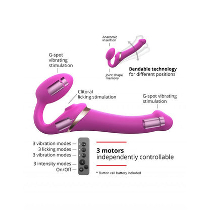 strap-on-me Multi Orgasm Strap-On Vibrator with Licking Stimulator Pink M