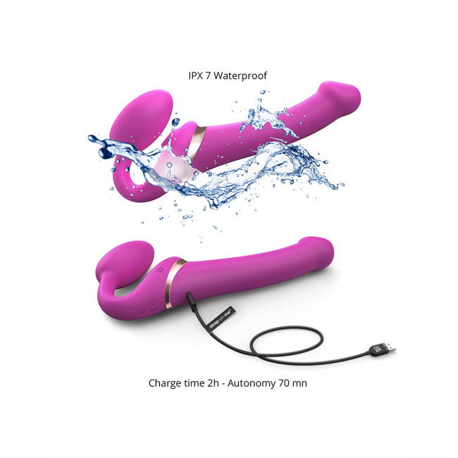 strap-on-me Multi Orgasm Strap-On Vibrator with Licking Stimulator Pink M