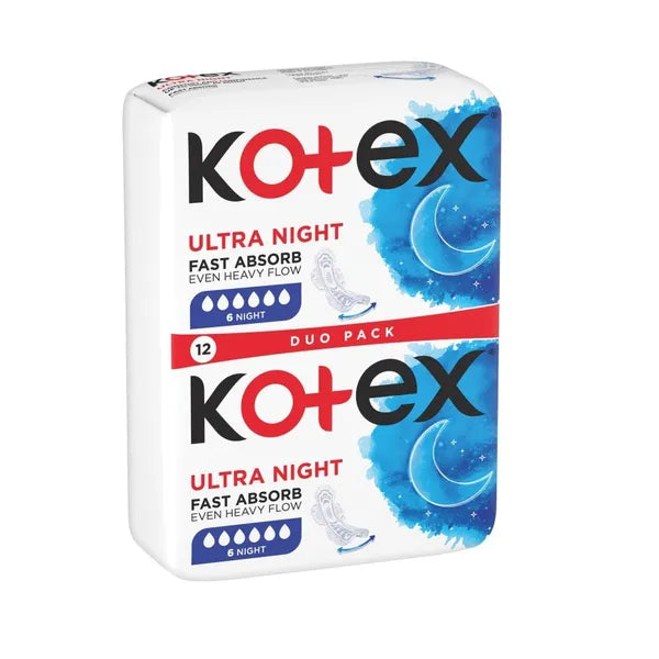 Kotex Ultra Night Duo pack pads 5 packs x 12 pcs