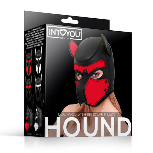 InToYou BDSM Line Hound Dog Hood with Removable Muzzle Red