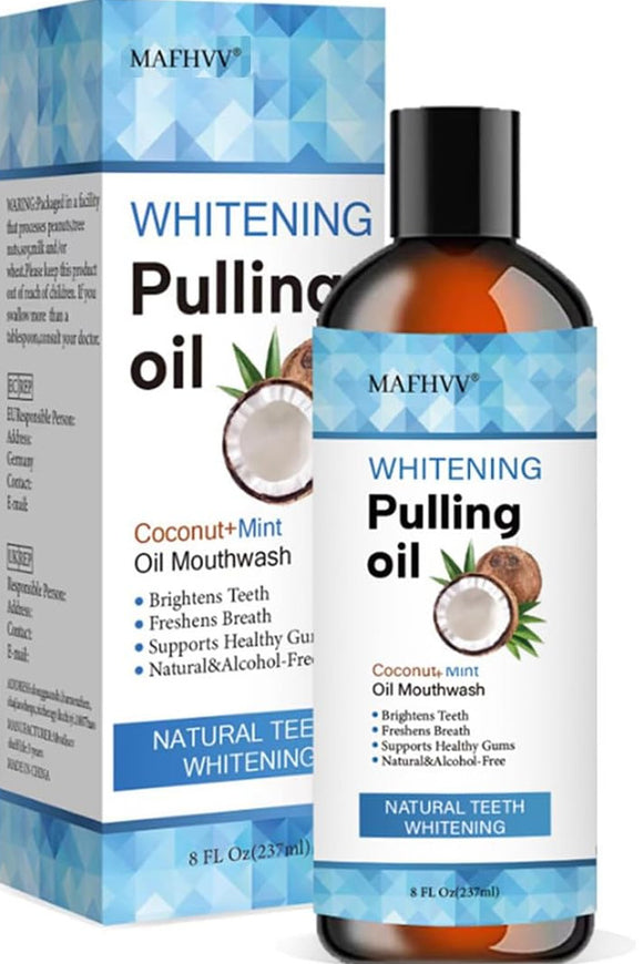 Whitening Pulling Oil with Coconut + Mint Oil Mouthwash 237 ml