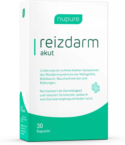 Nupure Reizdarm Akut, IBS Acute Capsules - for Abdominal Pain, Flatulence, Feeling of Fullness, Bloated Stomach
