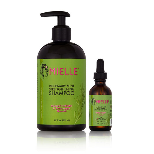 Mielle Rosemary Mint Strengthening Shampoo + Scalp and Hair Strengthening Oil Set