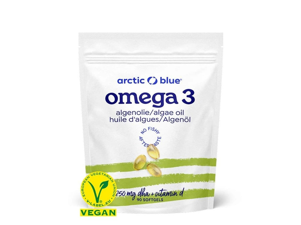 Arctic Blue Vegan Omega 3 Algae Oil, 250 mg DHA & Vitamin D, 90 softgels