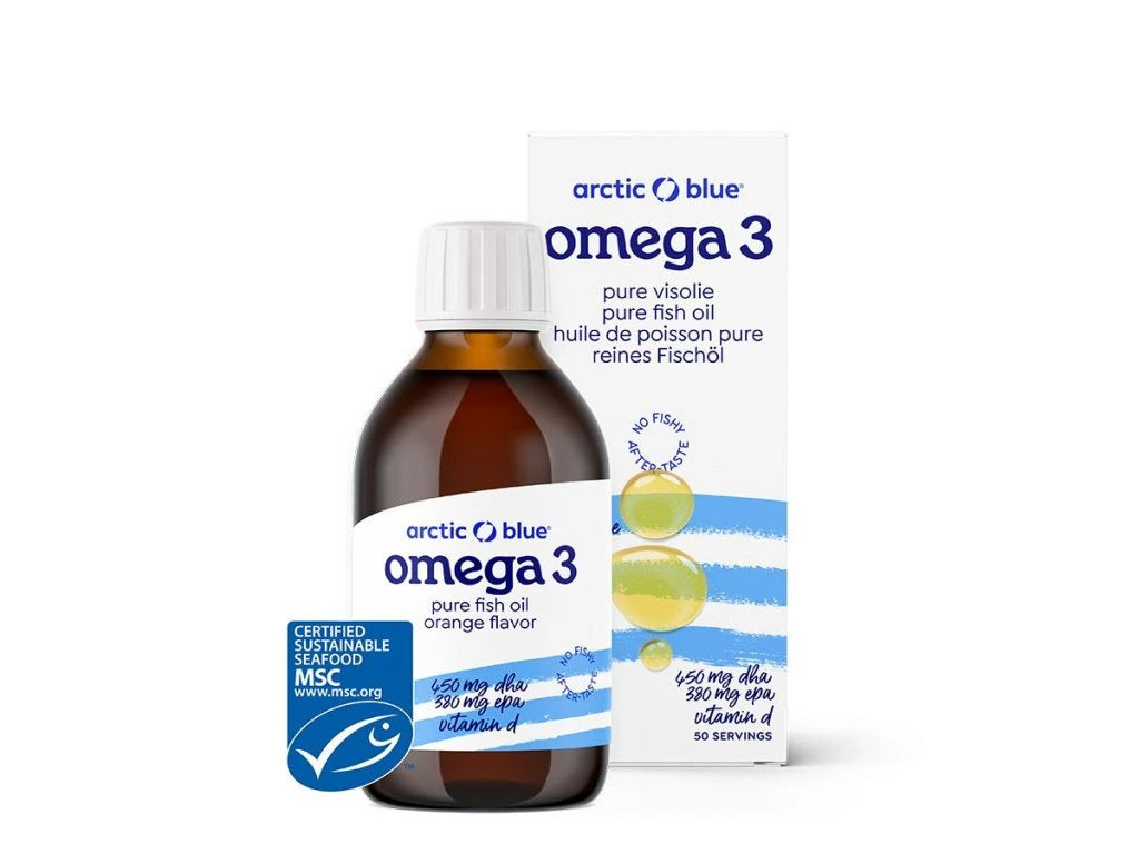 Arctic Blue Omega 3 Pure Fish Oil, 450 mg DHA, 380 mg EPA, Vitamin D, 250 ml