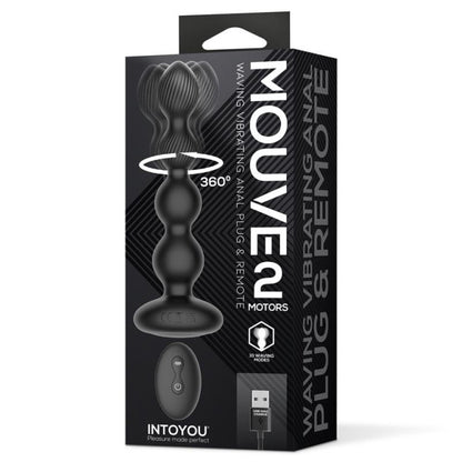 InToYou Mouve Waving Vibrating Anal Plug with Remote Control 2 Motors Black
