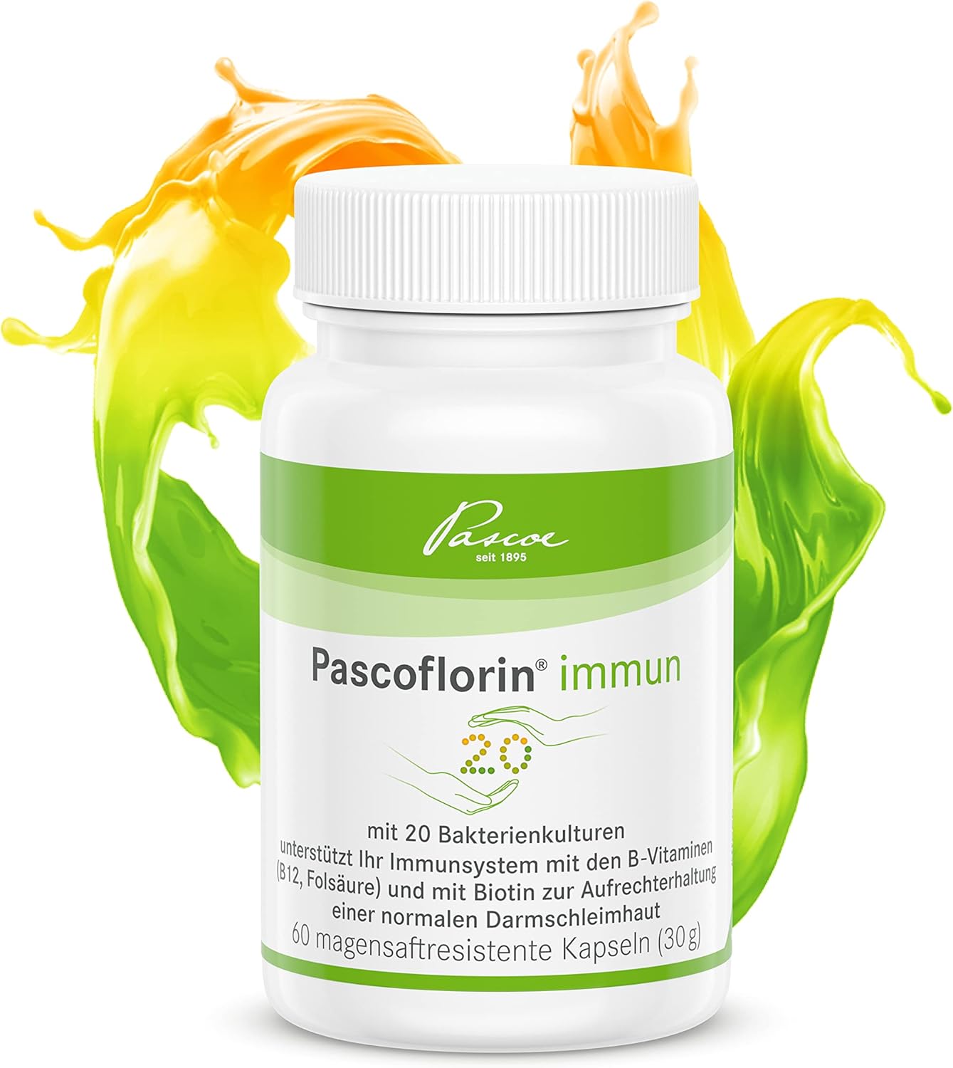 Pascoflorin immune with 20 bacterial cultures, vitamin B12, biotin, inulin and folic acid 60 capsules