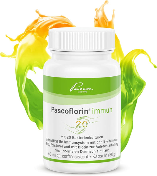 Pascoflorin immune with 20 bacterial cultures, vitamin B12, biotin, inulin and folic acid 60 capsules