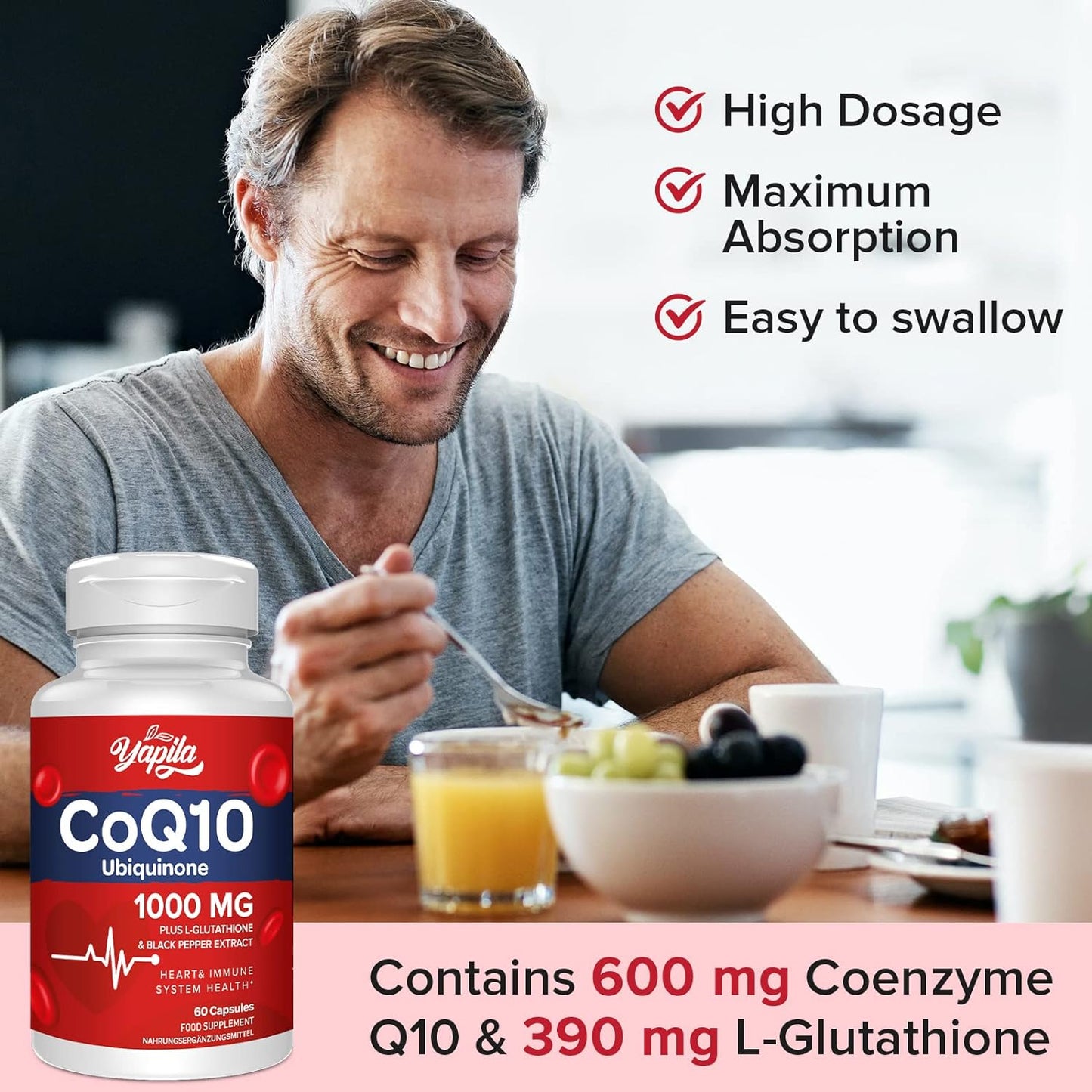 CoQ10 Ubiquinone with L-Glutathione 1000 mg - 60 capsules