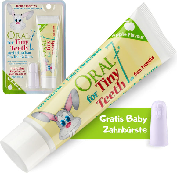 Oral7 for Tiny Teeth Baby Toothpaste Apple Flavor with fingerbrush 48 ml