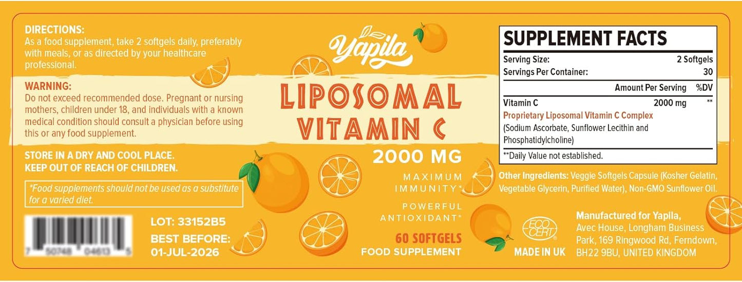 Liposomal Vitamin C Capsules 2000 mg - 60 softgels