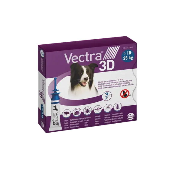 Vectra 3D spot-on for dogs M (10–25 kg) 3 pipettes