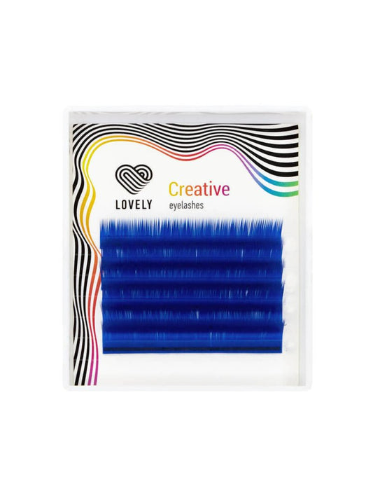 LOVELY artificial eyelashes Blue mini С 0.07 mix 10-14 mm (6 lines)