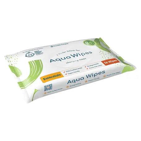 Aqua Wipes 100% biodegradable wipes 99% water 56 pcs