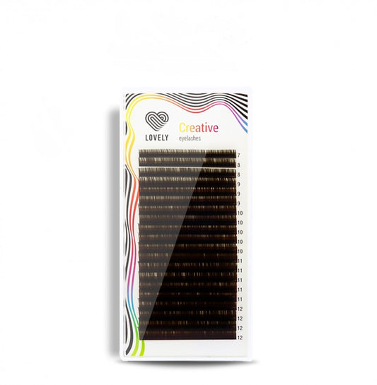 LOVELY artificial eyelashes Dark chocolate M 0.10 mix 8-15 mm (20 lines)