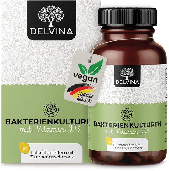 Delvina Bacterial Cultures with Vitamin D3 Lemon Flavor - 90 Lozenges