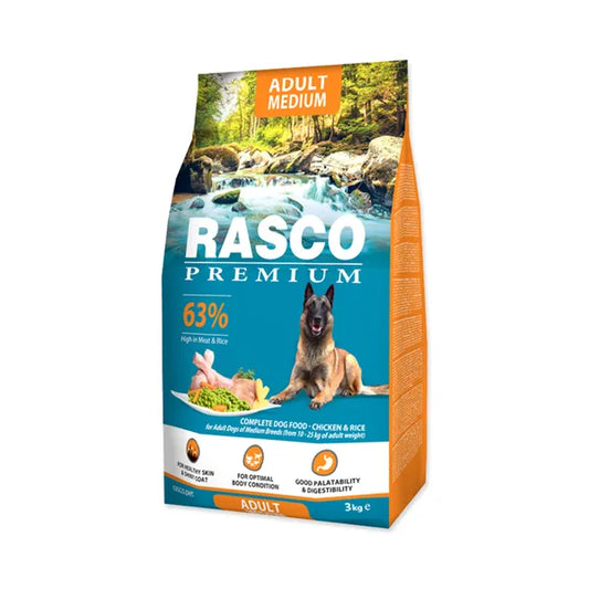 Rasco Premium Adult Medium dog food Chicken with rice granules 3 kg