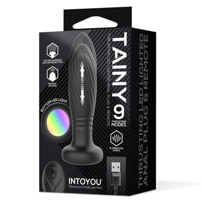 InToYou Tiany Thrusting Led Lighted Anal Plug with Remote Control Black