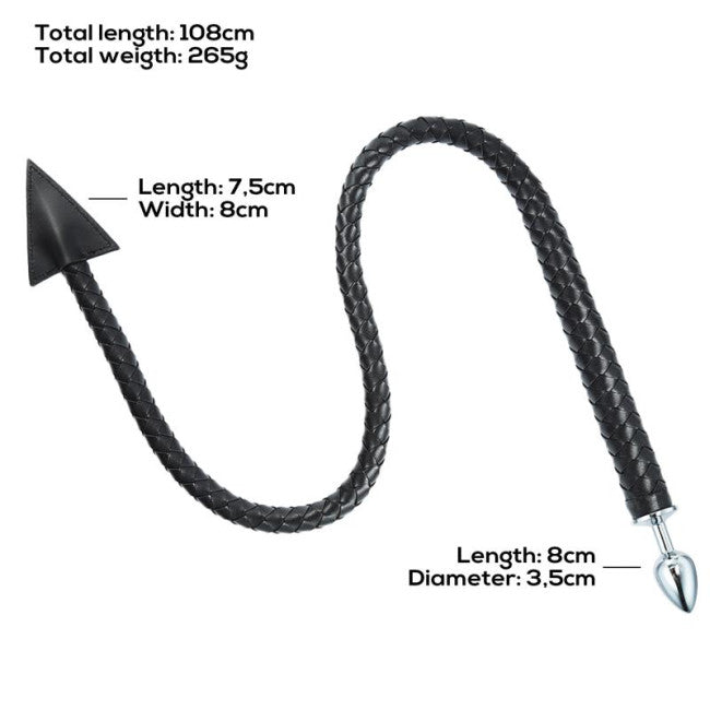 LateToBed BDSM Line Weave Devil Tail Butt Plug Black