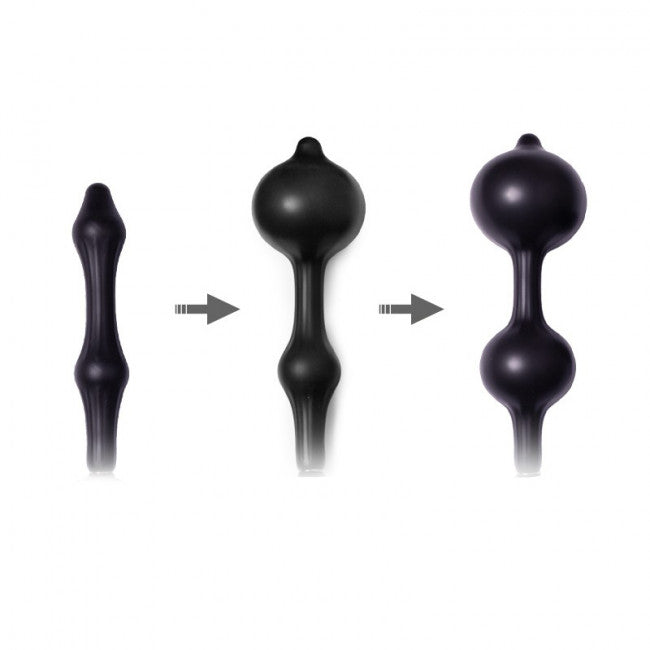 Rimba Latex Play Inflatable Anal Plug with Double Balloon and Pump Black