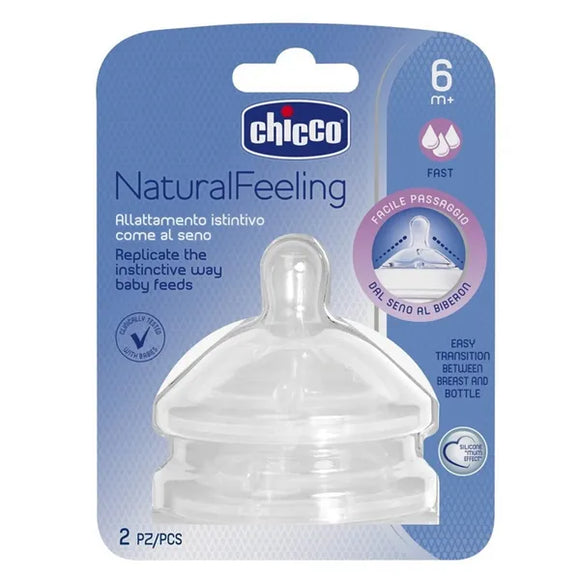 Chicco Natural Feeling Pacifier for feeding bottle silicone fast flow 2 pcs