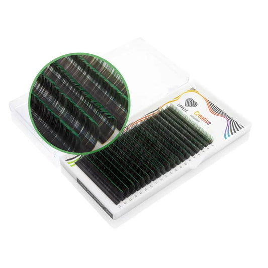 LOVELY artificial eyelashes Ombre green D 0.07 mix 7-13 mm (20 lines)