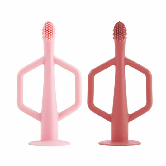 Tiny Twinkle Set of 2 silicon toothbrushes for kids Rose/Burgundy