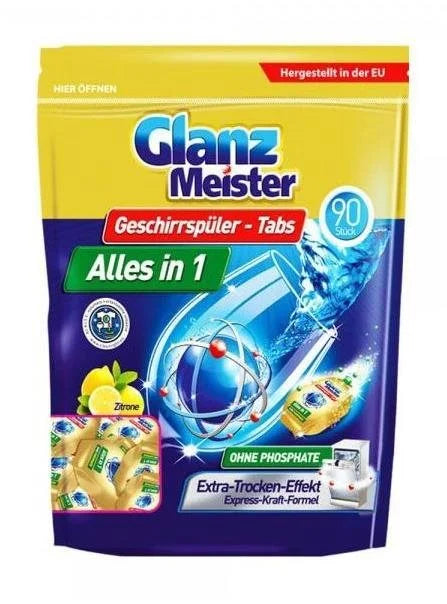 GLANZ MEISTER Dishwasher Tablets All in 1, 90 pcs
