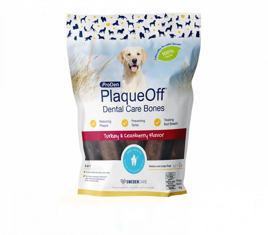 ProDen PlaqueOff Dental Bones Bites Dog Treats, Turkey 482g