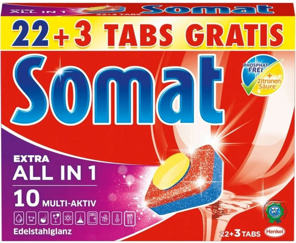 SOMAT Dishwasher Tablets All-in-1 Extra 25 pcs