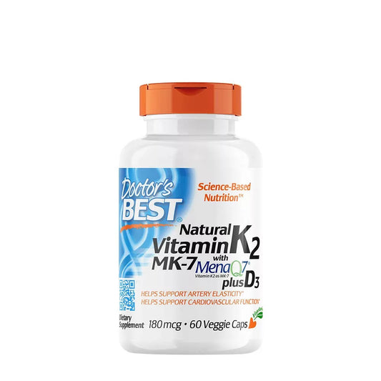 DOCTOR'S BEST NATURAL VITAMIN K2 (MK7) 180 MCG + D3 1000 IU (60 VEGGIE CAPSULES)